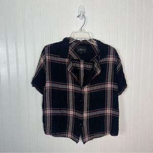 Rails Top Large Women Black White Red Plaid Boxy Casual Boho